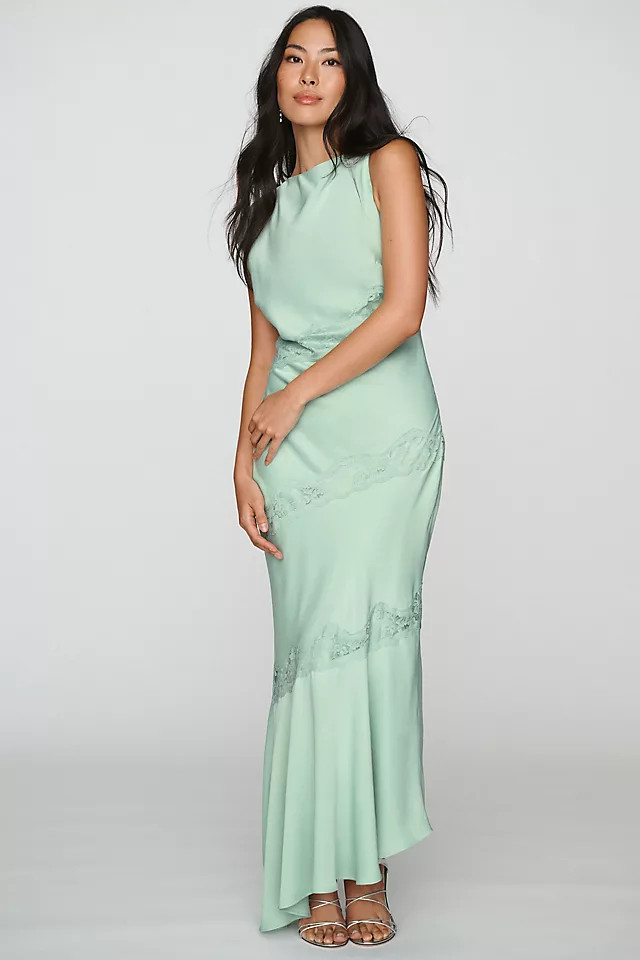 Cap-Sleeve Satin Maxi Dress | Anthropologie (US)