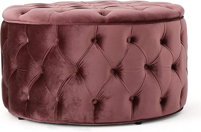 Christopher Knight Home Zelfa Velvet Ottoman, Blush | Amazon (US)