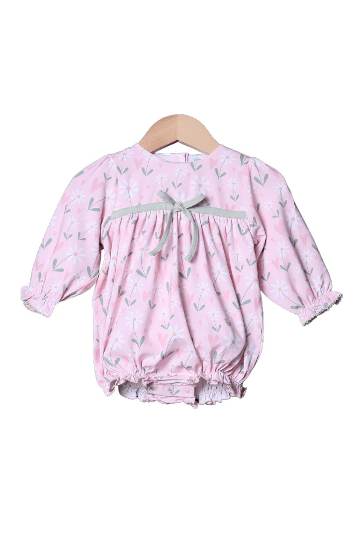 Daisy Love Pink Knit Bubble | The Smocked Flamingo