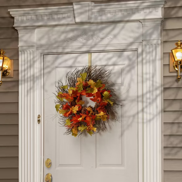 26" Halloween Maple Leaves Wreath | Target