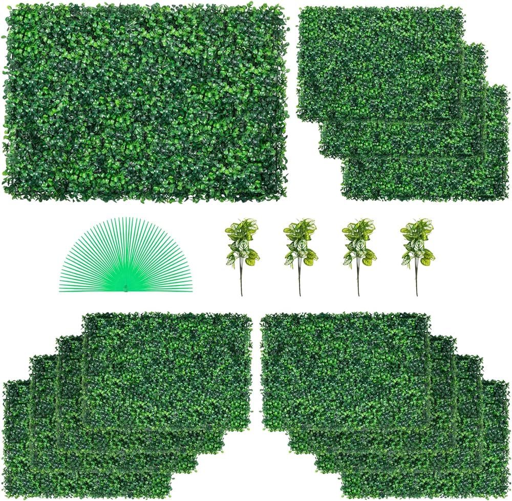 VEVOR 12PCS 24"x16" Grass Wall Panels for 32 SQ Feet, Boxwood Hedge Wall Panels,Artificial Grass ... | Amazon (US)