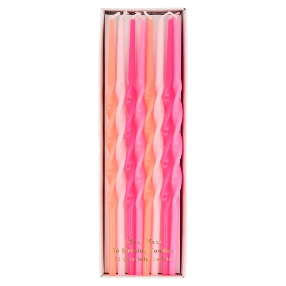 Pink Twisted Long Candles | Ellie and Piper