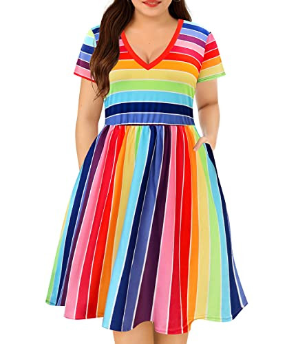 RITERA Plus Size Dresses for Curvy Women Summer Spring Womens Dress V Neck Short Sleeve Casual Dr... | Amazon (US)