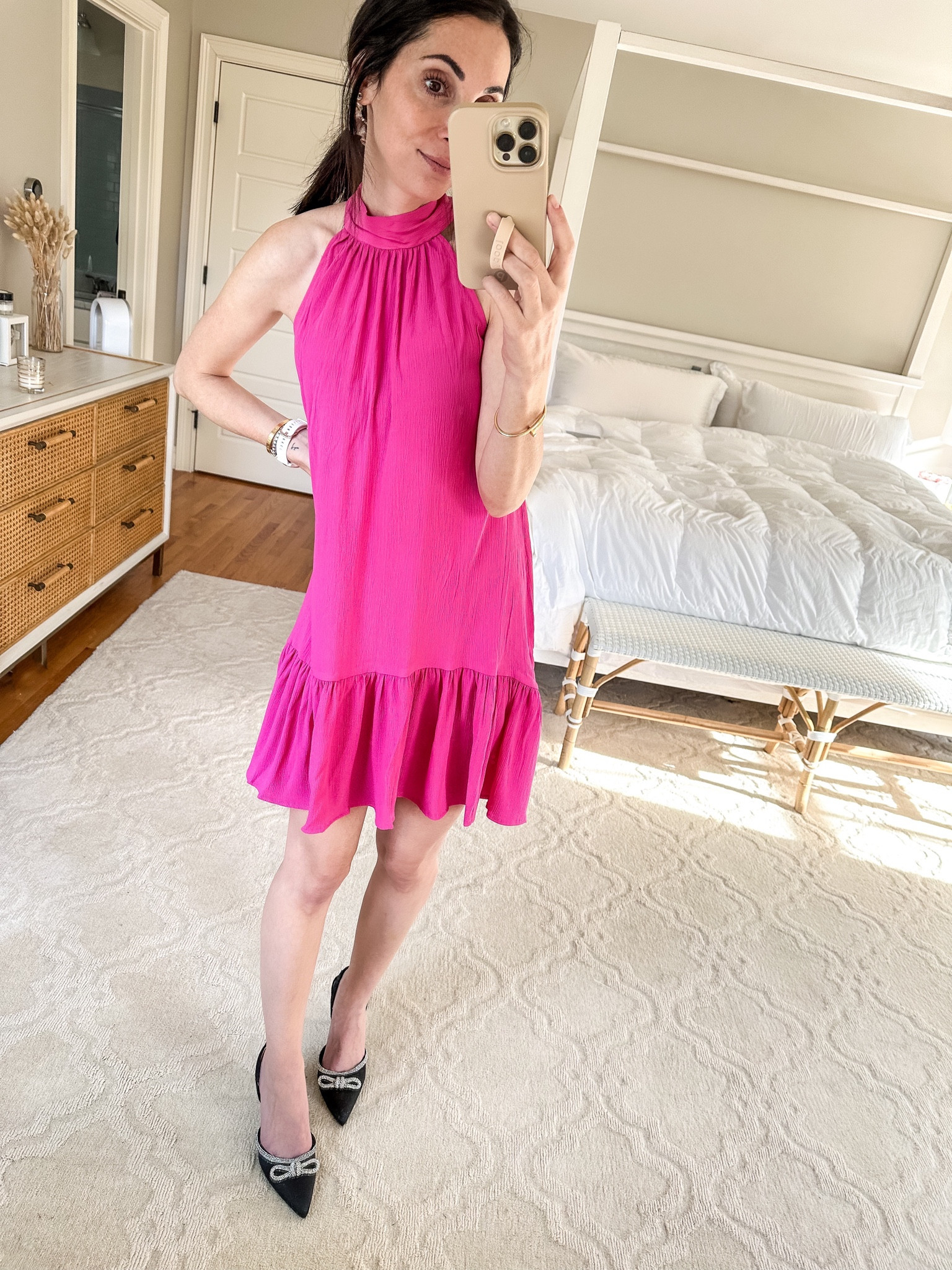 #walmartpartner holiday dress
Wearing xs in dress
Bow heels run true to size 
@walmartfashion

#LTKSeasonal #LTKunder50 #LTKHoliday