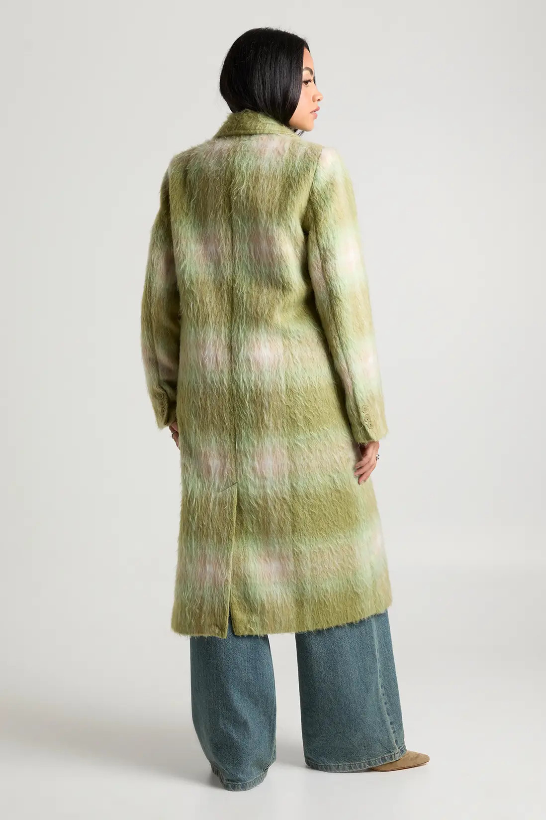 Check Oversized Double-Breasted Wool Look Coat | Nasty Gal US