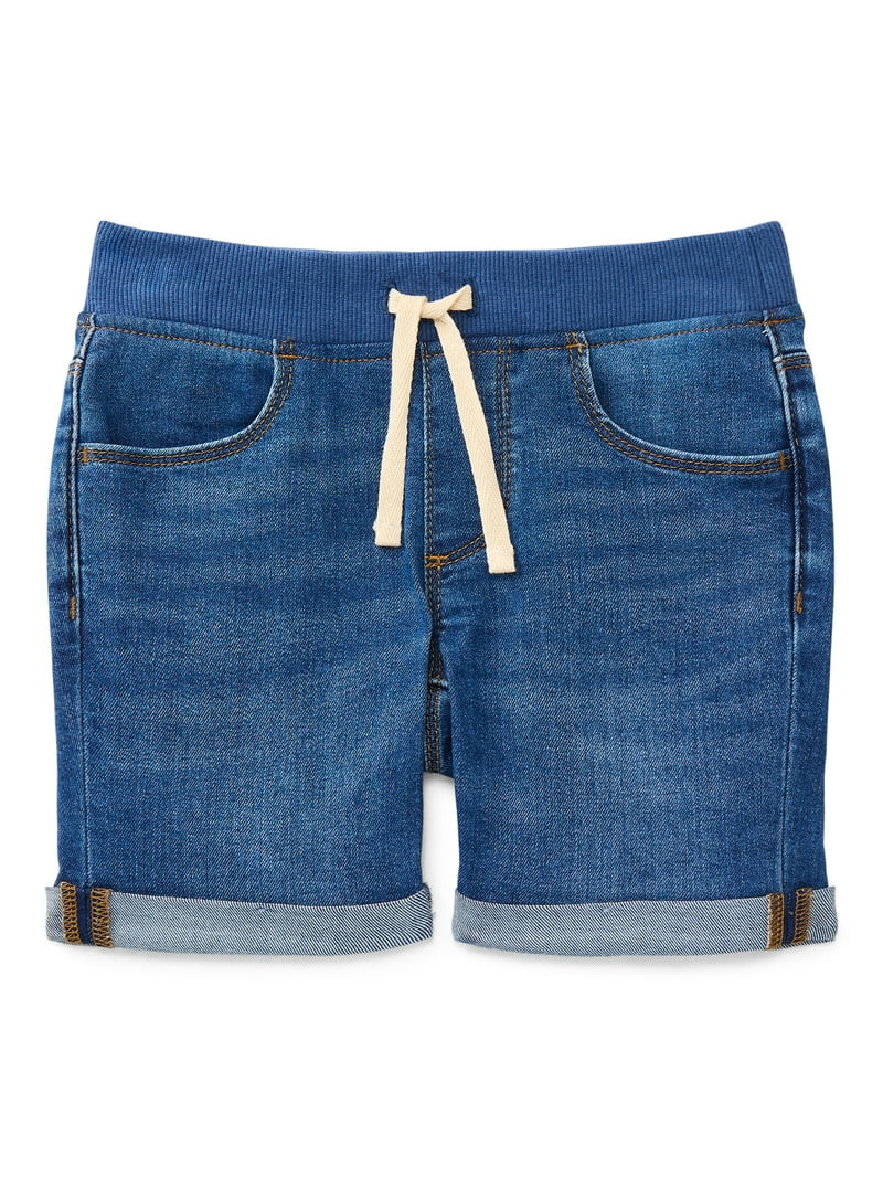 Wonder Nation Girls Knit Waistband Denim Shorts, Sizes 4-18 & Plus | Walmart (US)