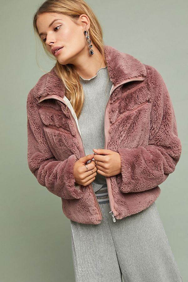Chevron Faux Fur Coat | Anthropologie (US)