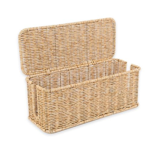 Cable Management Box, Handmade Rattan Cable Organizer, 2 Open Slots Cords Hider Box, Under Desk C... | Amazon (US)