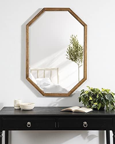 Kate and Laurel Hogan Farmhouse Octagon Wood Wall Mirror, 24 x 36, Rustic Brown, Traditional Inspire | Amazon (US)