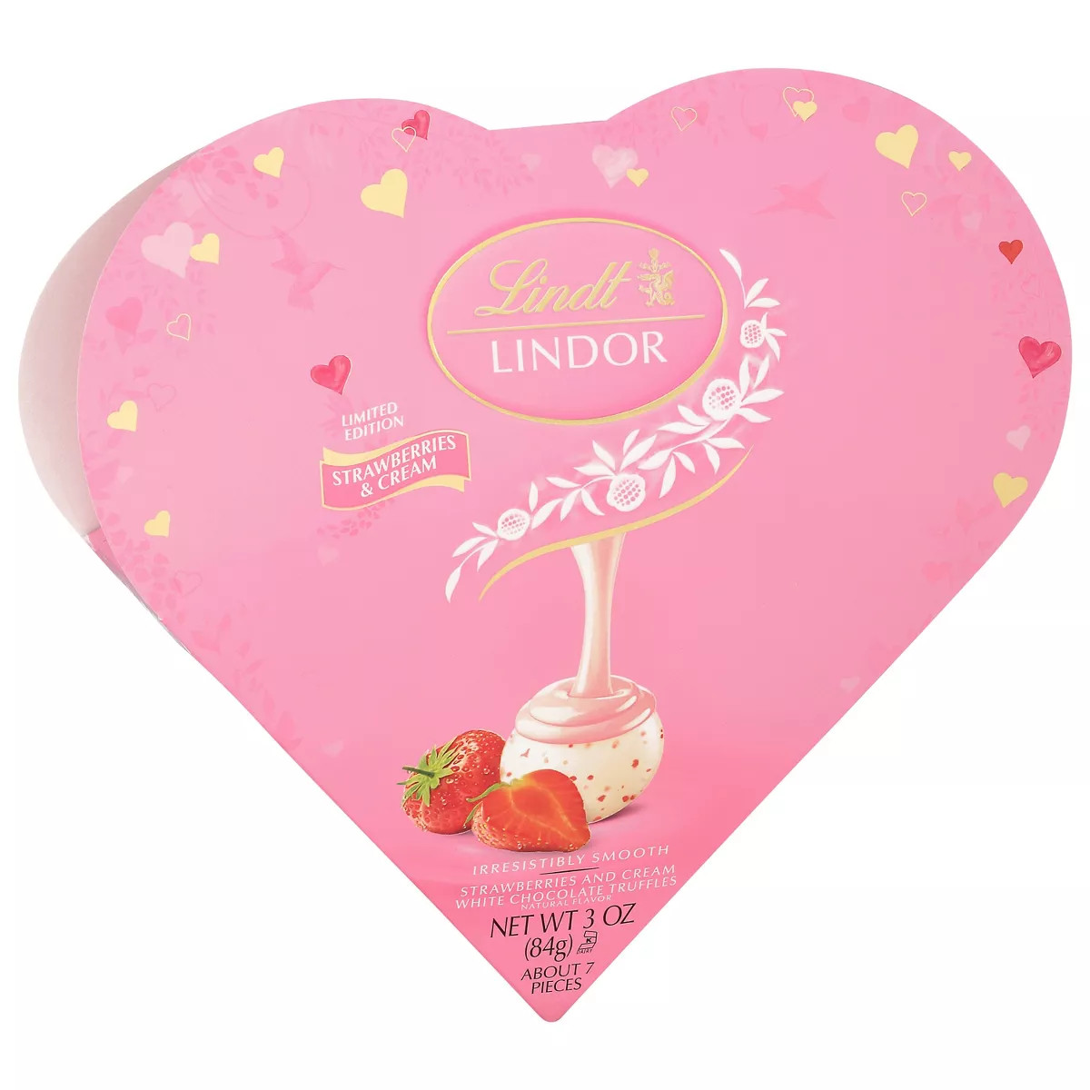 Lindt Lindor Valentine's Strawberries & Cream White Chocolate Truffles Heart - 3oz | Target