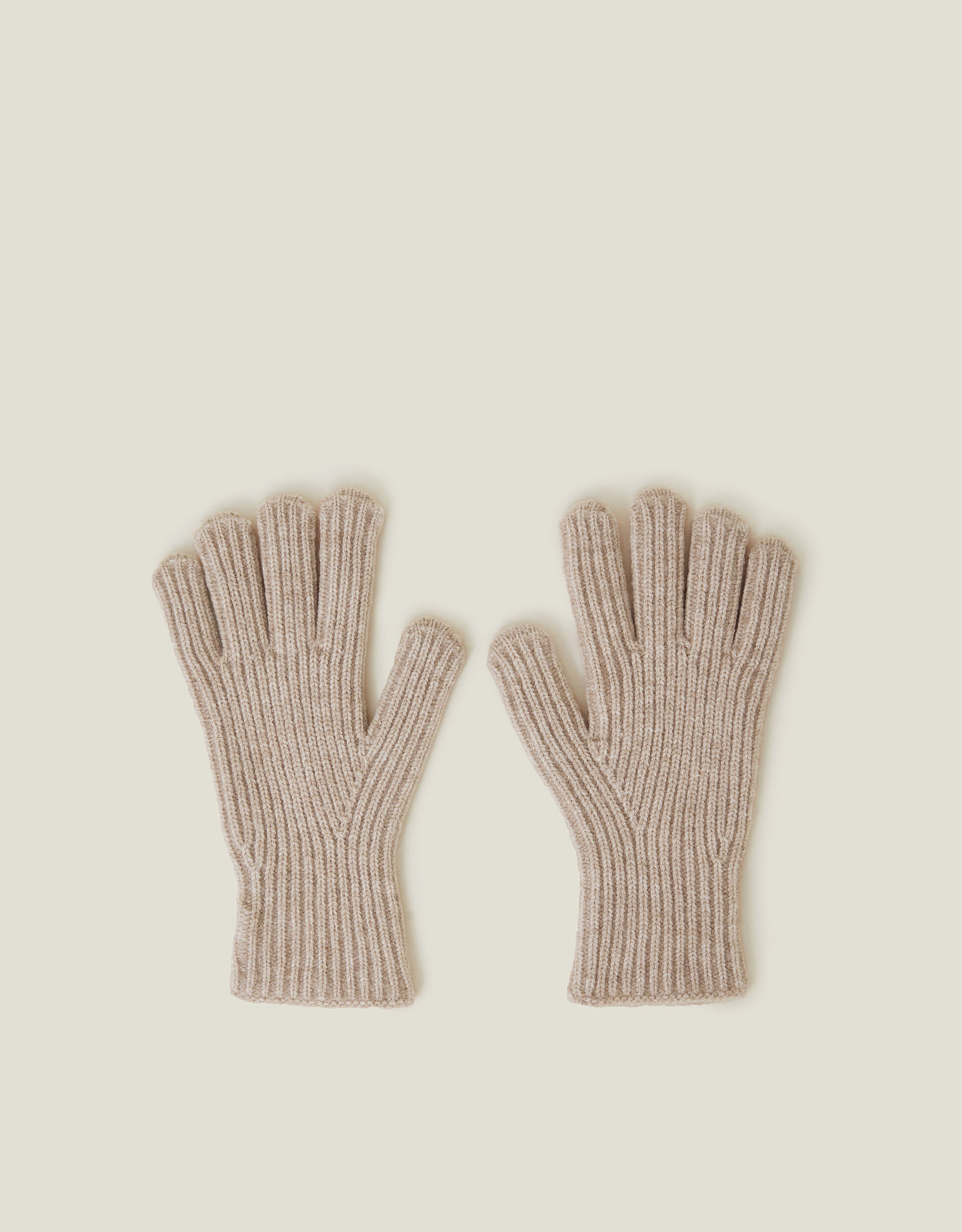 Rib Knit Gloves Natural | Accessorize (Global)