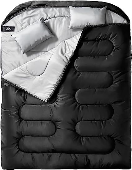 MEREZA Double Sleeping Bag for Adults Mens with Pillow, XL Queen Size Two Person Sleeping Bag for... | Amazon (US)