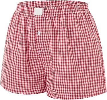Womens Y2k Cute Plaid Striped Print Pajama Boxer Shorts Gingham Lounge PJ Bottoms Shorts Checkere... | Amazon (US)