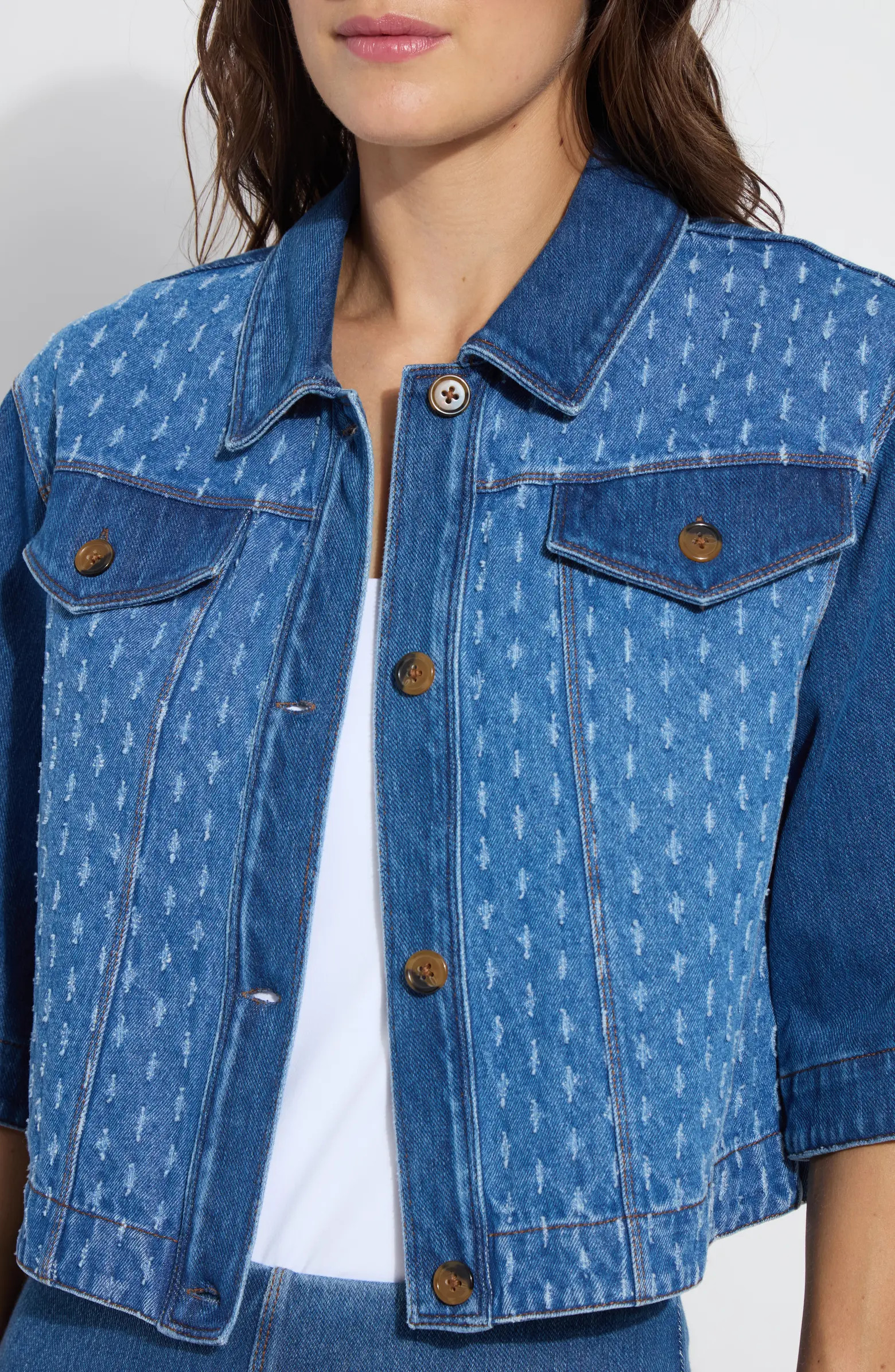 Lyssé Thea Crop Short Sleeve Denim Jacket | Nordstrom | Nordstrom