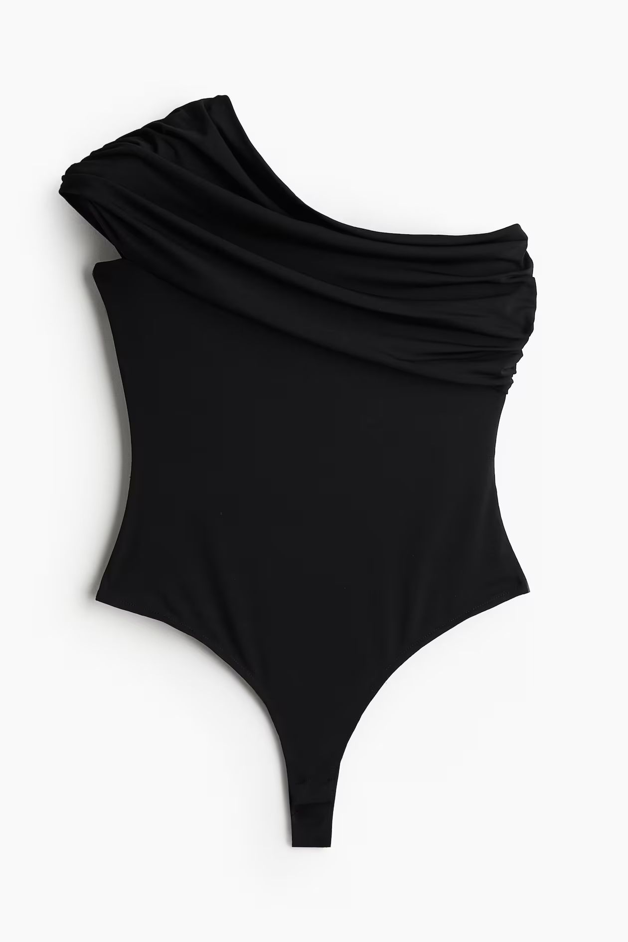 Draped one-shoulder body - Sleeveless - Black - Ladies | H&M GB | H&M (UK, MY, IN, SG, PH, TW, HK)