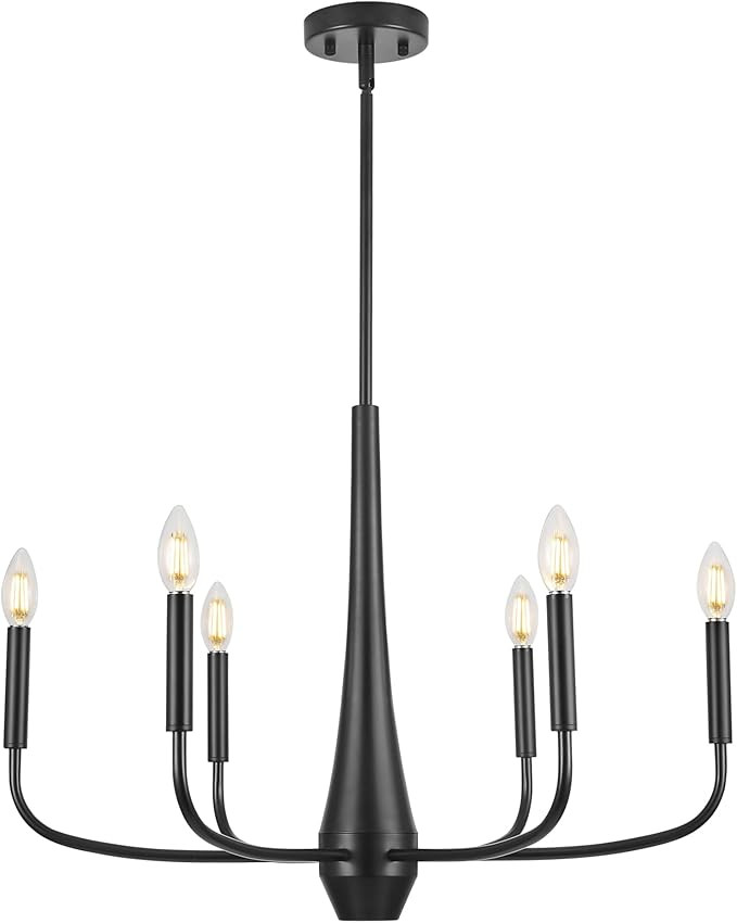 Black Chandelier, 6-Light Modern Farmhouse Chandeliers for Dining Room Light fixtures Over Table ... | Amazon (US)