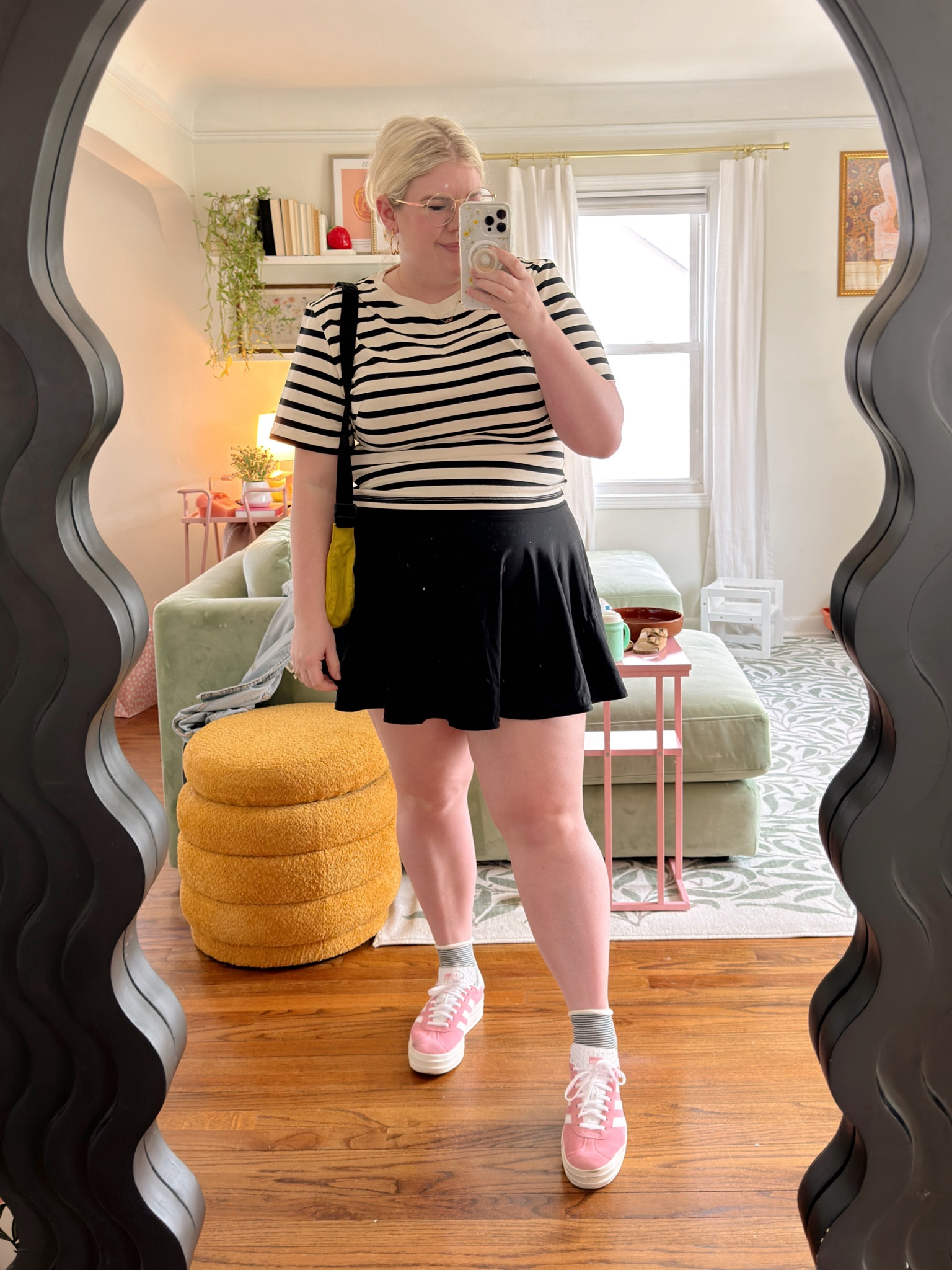 Saturday comfy mom outfit #midsize #jcrew #popflex #adidasgazelle 