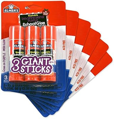 Elmer's Disappearing Purple School Glue Stick, Washable, 22 Gram, 18 Count (6 Packs of 3) | Amazon (US)