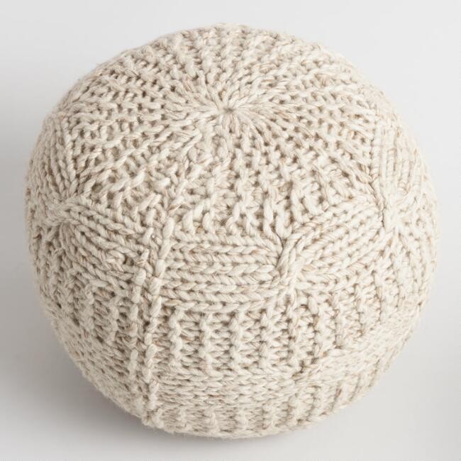 Taupe Heather Sweater Pouf | World Market