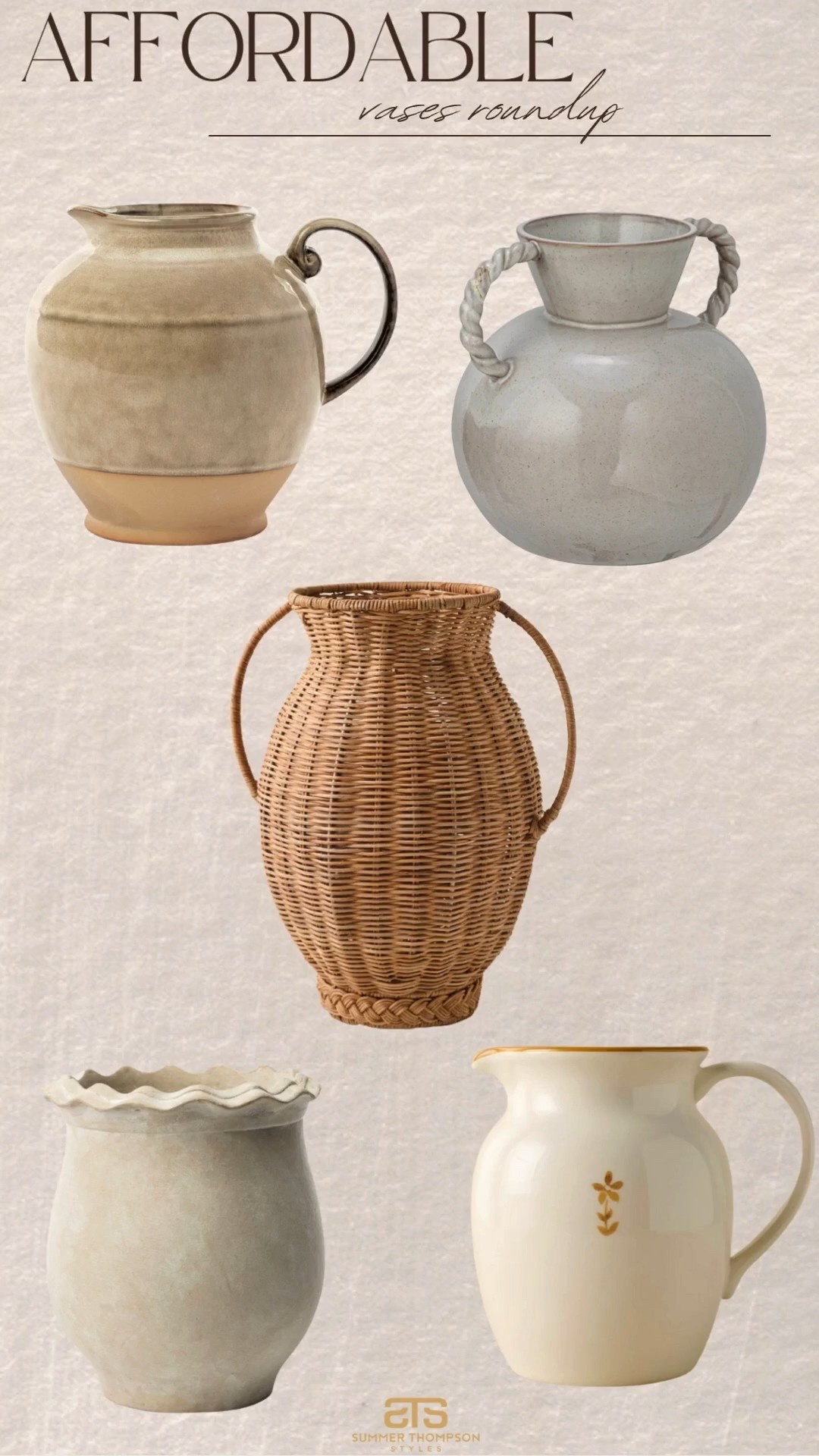 These vases are perfect for faux stems this spring! 

Rattan ceramic stoneware pitcher affordable neutral home decor finds 

#LTKHome #LTKSeasonal