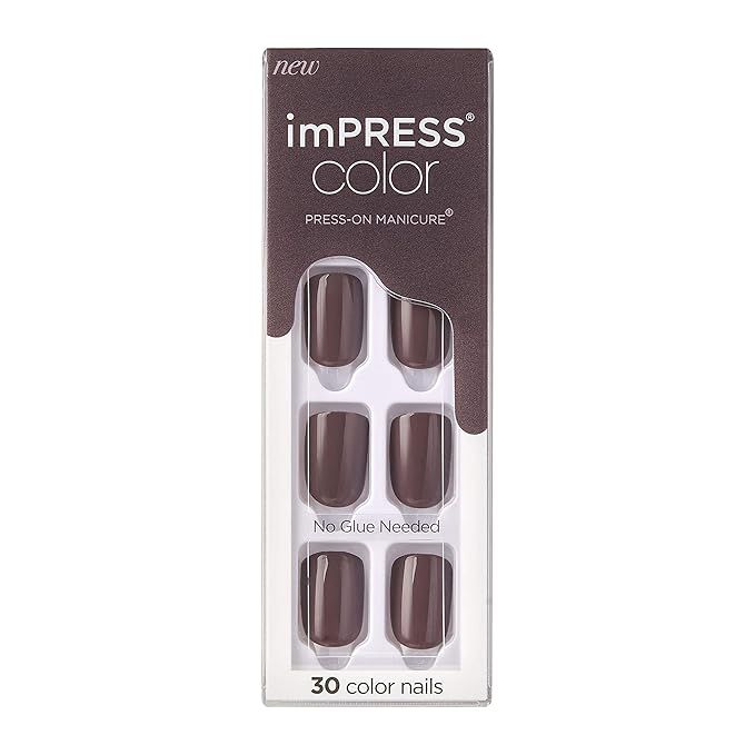 KISS imPRESS Color Press-On Manicure, Gel Nail Kit, PureFit Technology, Short Length, “Try Gray... | Amazon (US)