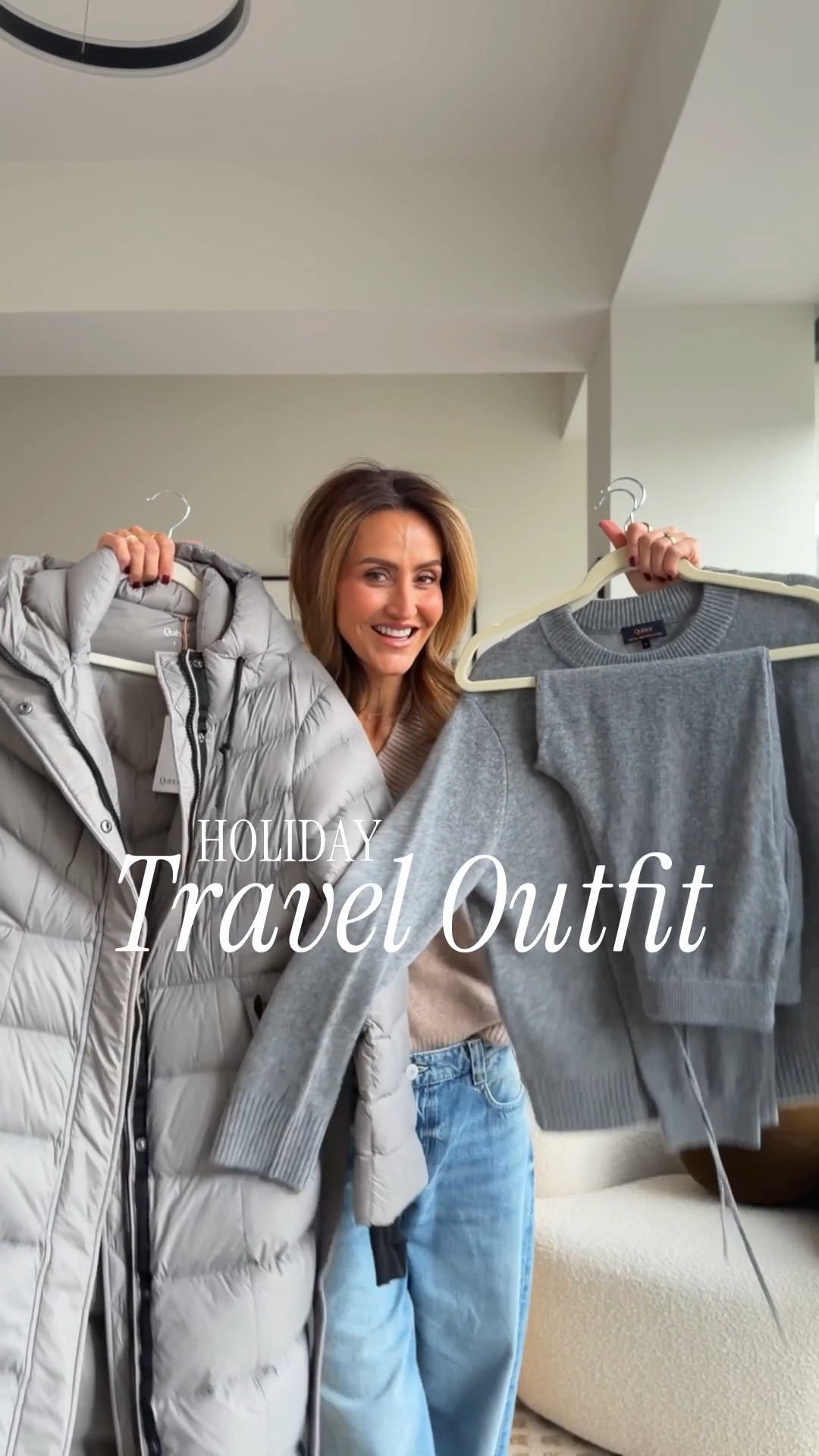 Holiday travel cozy outfit 🩶 comment COZY and I’ll send you the links to shop! 

My favorite cashmere crewneck sweater got a matching pant, just in time for holiday travels! I’m loving the long puffer jacket, so warm and functional! 

 @onequince @quincepartner 

#LTKTravel #LTKgrwm #LTKootd