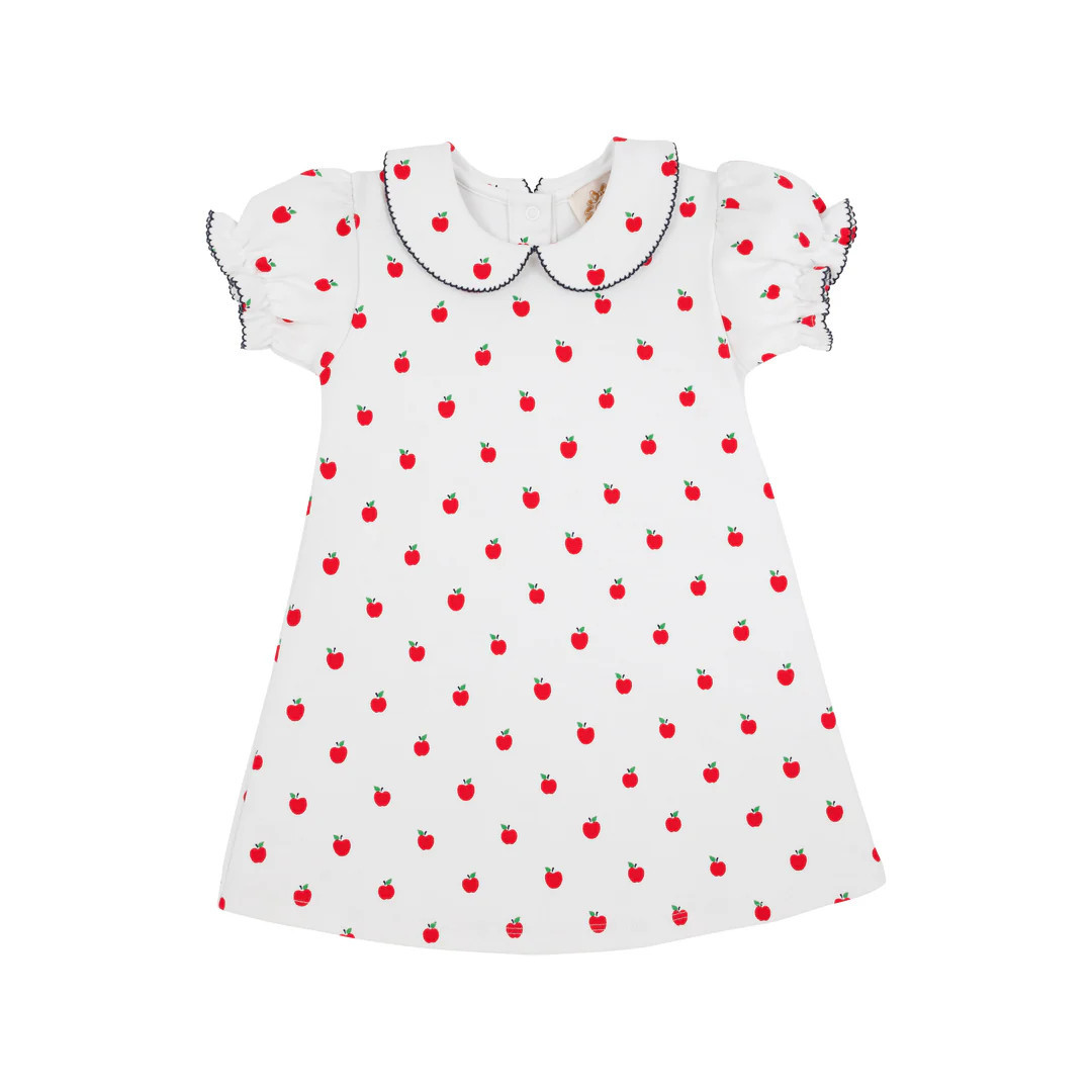 Maude's Peter Pan Collar Dress - Egerton Apples with Nantucket Navy | The Beaufort Bonnet Company