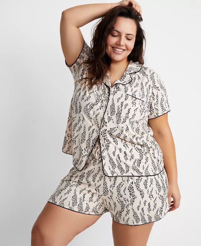 Women's 2-Pc. Short-Sleeve Notched-Collar Pajama Set XS-3X, Created for Macy's | Macy's