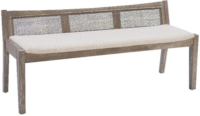 Linon Memphis 17" Transitional Wood Bench with Woven Cane Back, Beige Padded Seat, Some Assembly ... | Amazon (US)