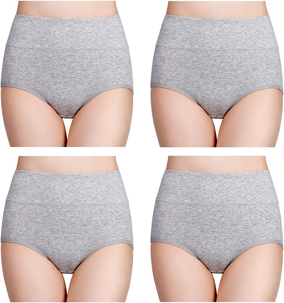 wirarpa Women's Cotton Underwear High Waisted Ladies Panties Full Coverage Briefs 4 Pack (Regular... | Amazon (US)