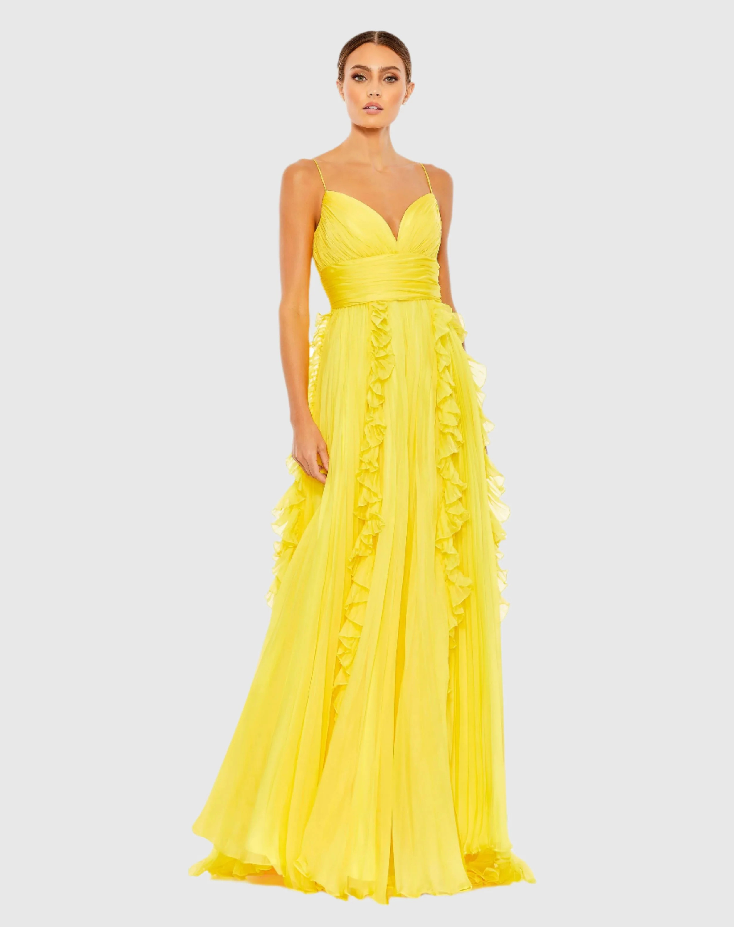 Pleated Sleeveless Flowy Gown | Mac Duggal