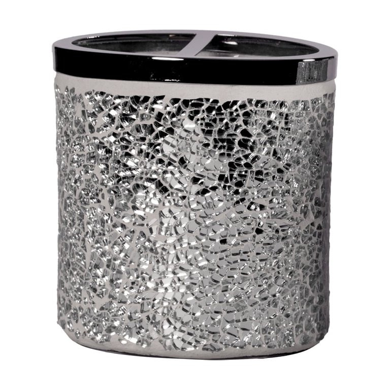 Regency Heights Silver Mirror Mosaic Modern Toothbrush Holder (Set of 2) | Walmart (US)