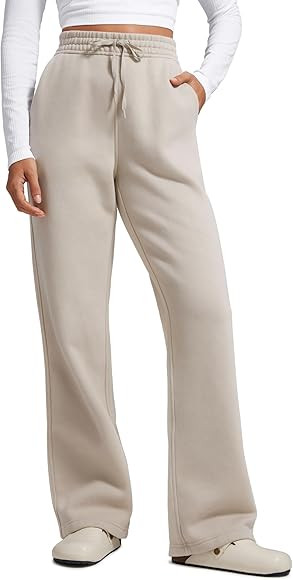 CRZ YOGA Cotton Fleece Lined Sweatpants Women 30" Straight Leg Casual Lounge Sweat Pants for Wome... | Amazon (US)