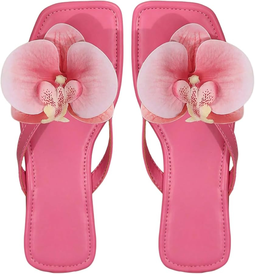 Verdusa Women's Flower Thong Sandals Flip Flops Summer Beach Slides | Amazon (US)