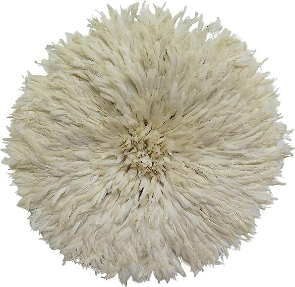 Old World Shoppe Large White - Cream Juju Hat - Wall Decor Feather Artifact - Approx 30" Diameter | Amazon (US)