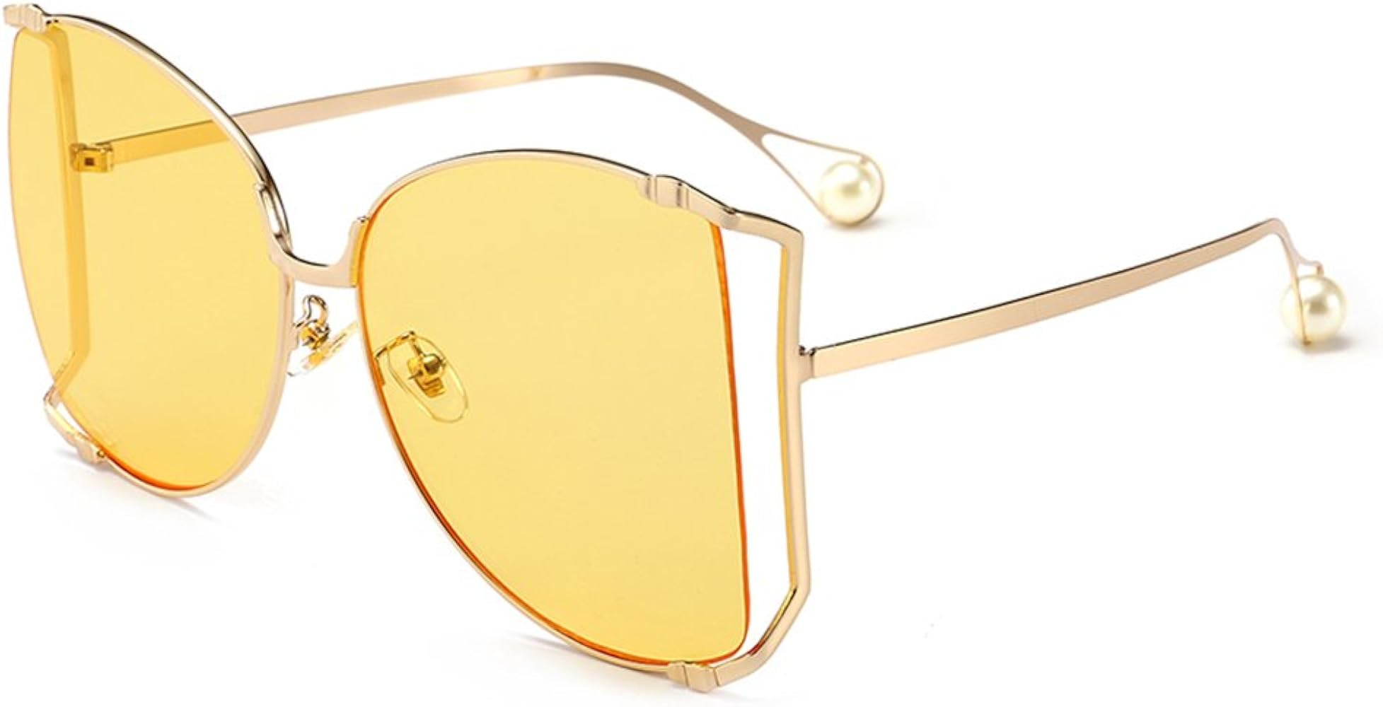 Armear Women Oversized Semi Rimless Sunglasses Retro Metal Frame Glasses Fashion Pearl Design | Amazon (US)