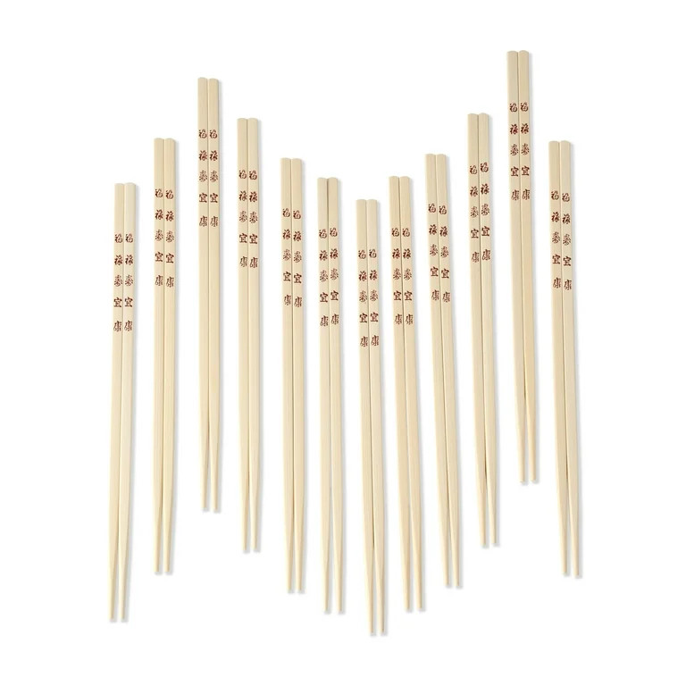 Mainstays 100% Bamboo Chopsticks, Long-10.43in, 12 Pairs, Red and Natural Bamboo Color | Walmart (US)