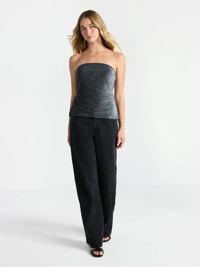 No Boundaries Metallic Tube Top, Women’s | Walmart (US)