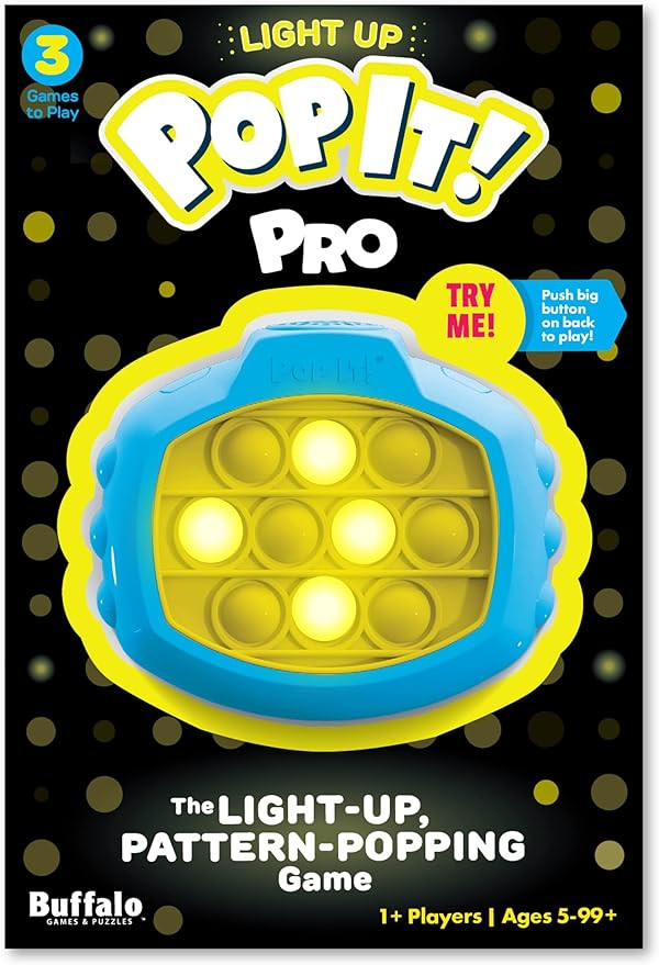 Pop It! Pro - The Original Light Up, Pattern Popping, Pop It! Game from Buffalo Games,Blue and Ye... | Amazon (US)