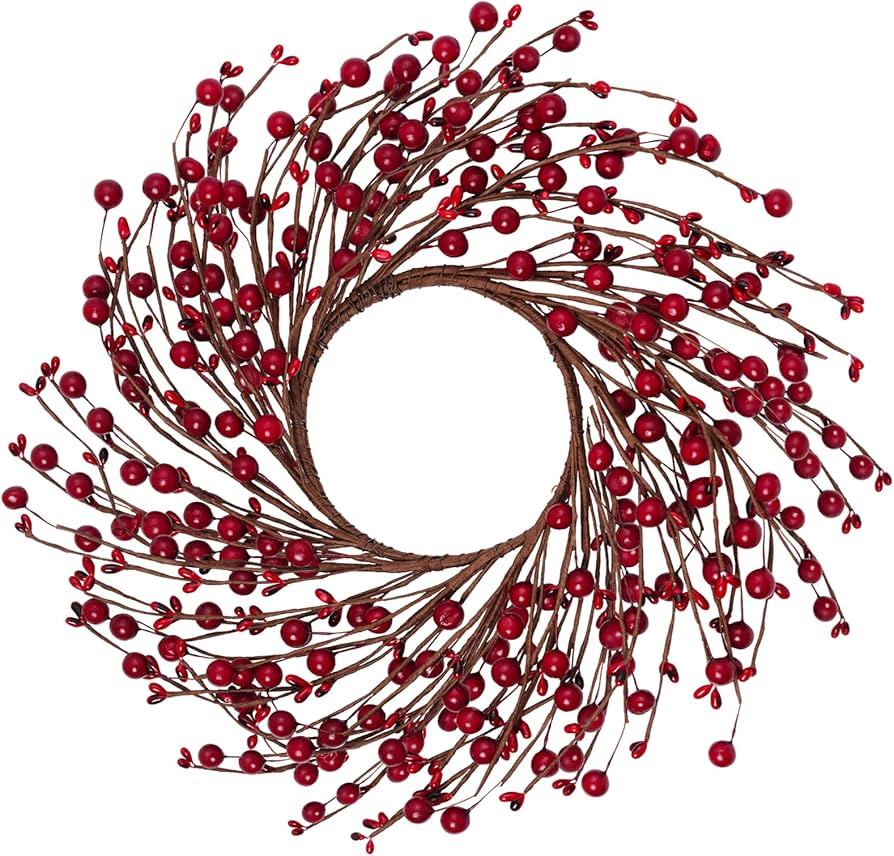 12 Inches Berry Wreath Pip Berries Wreath Winter Artificial Twig Wreaths for Festival Celebration... | Amazon (US)