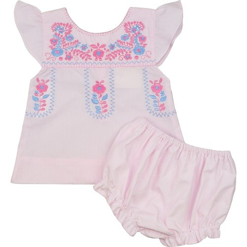 Pink Mini Stripe Embroidered Fiesta Diaper Set - Shipping Mid-March | Cecil and Lou