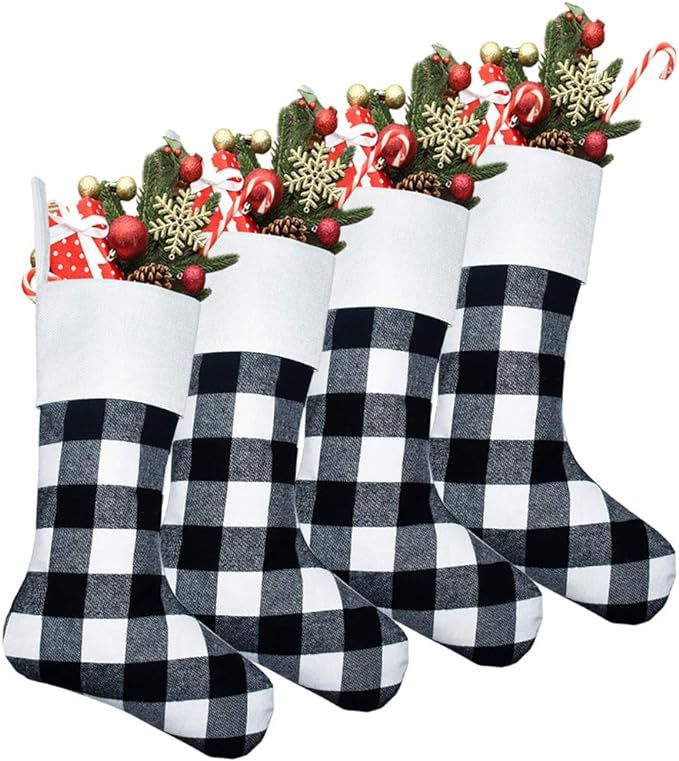 Yodofol 4 Pack Pet Dog Christmas Stockings Classic Buffalo Red and Black Plaid Dog Stocking for D... | Amazon (US)