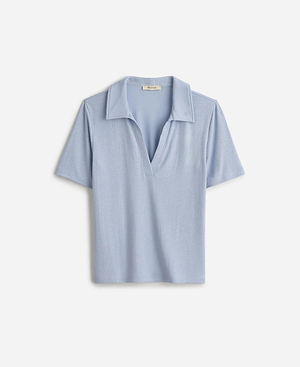 Drapey Rib Short-Sleeve Polo Top | Madewell