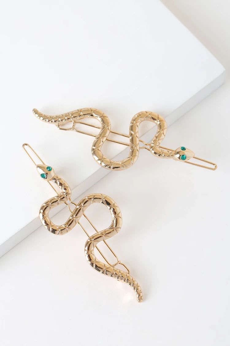 Medusa Gold and Green Snake Hair Clips | Lulus