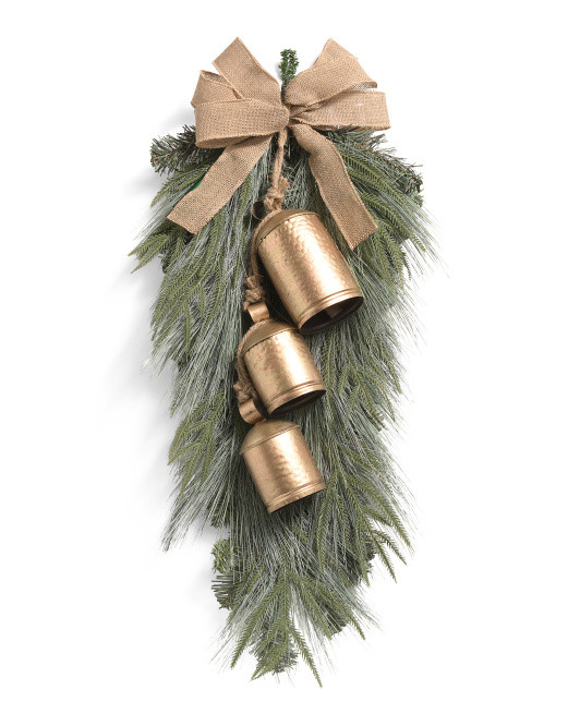 36in Teardrop With Burlap Bow And Bells | TJ Maxx