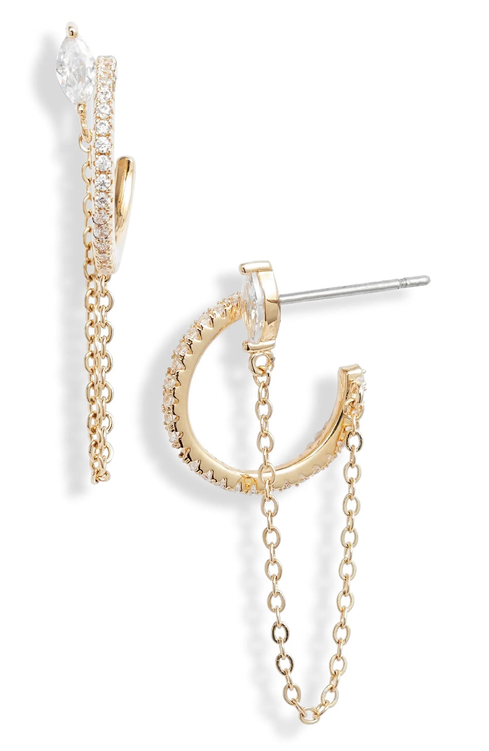 Chain Drop Pavé Hoop Earrings | Nordstrom