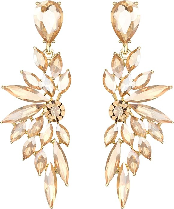 BriLove Women's Wedding Bridal Crystal Teardrop Multi Marquise Cluster Bling Dangle Earrings | Amazon (US)