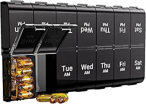 7 Day Extra Large Pill Organizer 2 Times a Day, Weekly Pill Box Twice a Day, XL AM PM Pill Case, ... | Amazon (US)