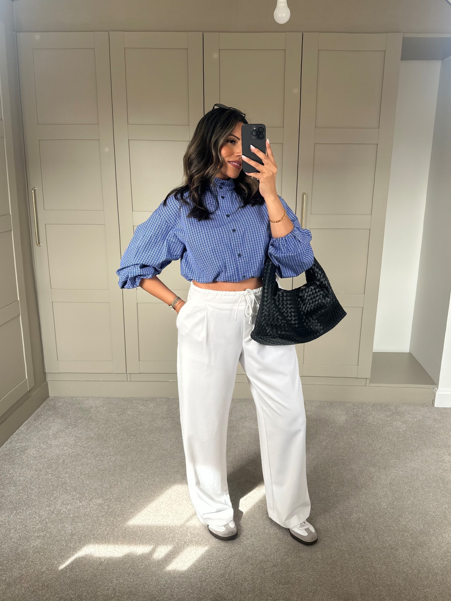 Spring outfit ☀️💙 these trousers come in a few different colours but the white are out of stock so I’ve linked another white alternative! 
I wear a medium trousers and extra small shirt

#LTKuk #LTKspring #LTKsummer
