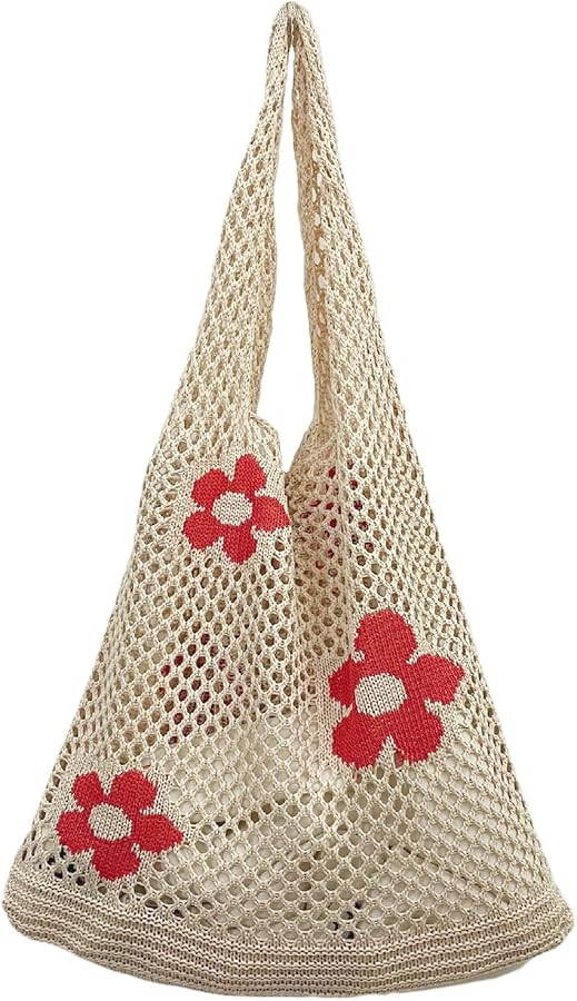 Crochet Tote Bag, Fairy Hobo Bag for Women Aesthetic Bag Y2k Purse Knitted Shoulder Bag for Girls... | Amazon (US)